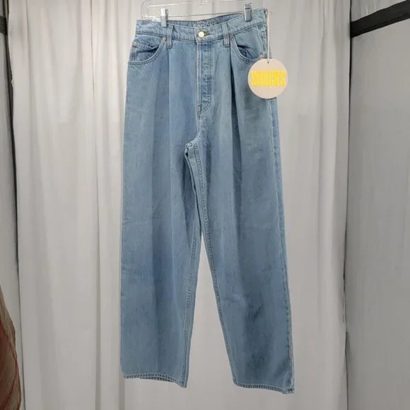 Snacks by Mother The Pleated Fun Dip Puddle Just a Nibble Straight Jeans Size 27 - Picture 4 of 15